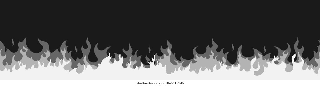 Vector fire. Fire sign. White flame elements on a Black background. Vector illustration