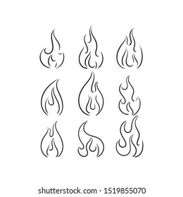 vector fire silhouette icon set