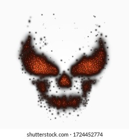 Vector fire skull, isolated on white background.