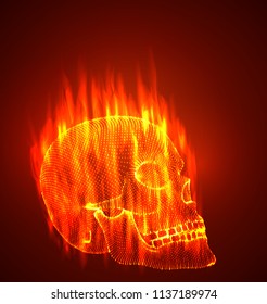vector fire skull on red background. subculture. the day of the Dead.