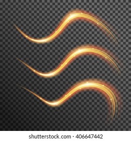 Vector fire sparkle spiral wave line with flying sparkling flash lights