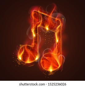 vector fire symbol. bright burning. on a dark background.