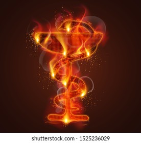 vector fire symbol. bright burning. on a dark background.