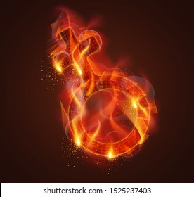vector fire symbol. bright burning. on a dark background.