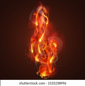 vector fire symbol. bright burning. on a dark background.