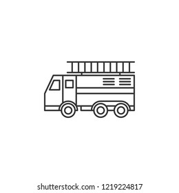 Vector fire truck icon in linear style isolated on white background