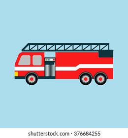 Vector fire truck isolated. Flat style. Emergency illustration. 