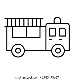 Vector Fire Truck Outline Icon Design
