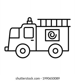 Vector Fire Truck Outline Icon Design
