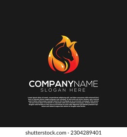 Vector vector fire unicorn creative logo concept. Logo design inspiration