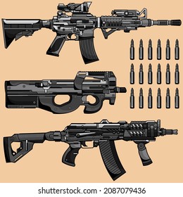 equipo vectorial de armas de fuego, EPS vectorial 10