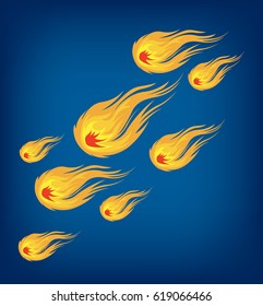 Vector fireball on blue background. Fireball Icon.