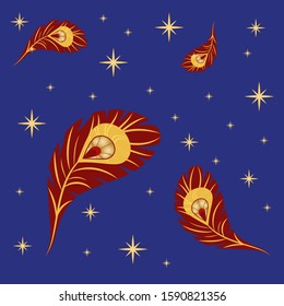 Vector Firebird feathers icon on a blue background.