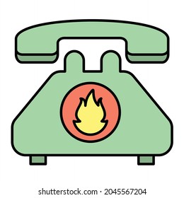 Icono de contorno relleno de llamada de brigada de fuego del vector
