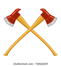 Vector Firefighter Cross Axes Icon Isolated on White Background