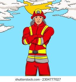 vector firefighter hand drawn various types of work illustration. vector firefighter illustration of work. symbol flat illustration worker at noon