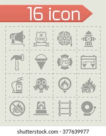 Vector Firefighter icon set on grey background