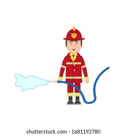 vector firefighter on white background