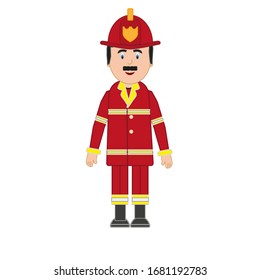 vector firefighter on white background