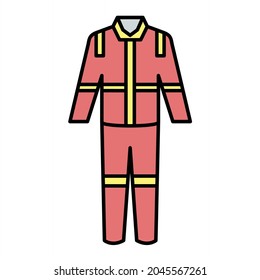 Vector Firefighter Uniform Filled Outline Icon
