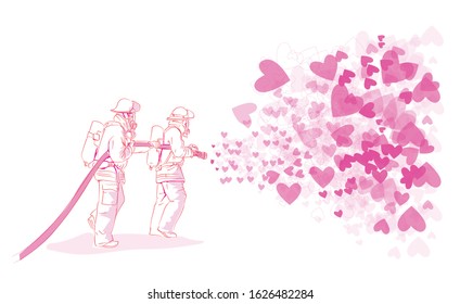 vector fireman love fire concept