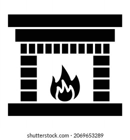 Vector Fireplace Glyph Icon Design
