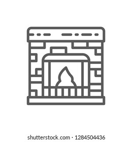 Vector fireplace line icon. Symbol and sign illustration design. Isolated on white background