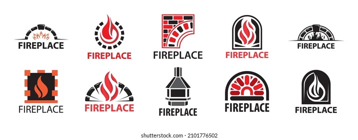 Vector fireplace logo for pizzeria, bakery, home