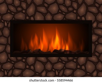 Vector fireplace made of stone