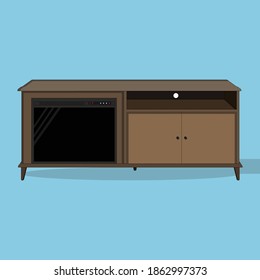 un stand de tv con chimenea vectorial perfecto para el proyecto de diseño interior