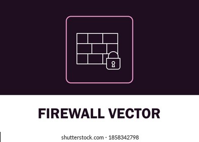 Vector of firewall icon. Isolated on dark background. For designer.