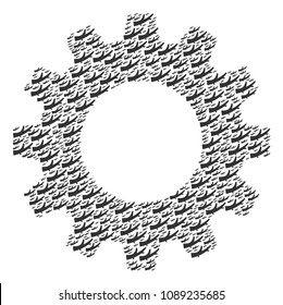 Vector firewood icons are composed into cog combination. Mechanics design concept constructed from firewood elements.