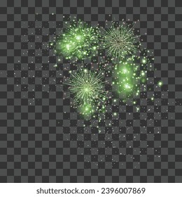  Vector firework animation realistic transparent concept with celebration symbols illustration