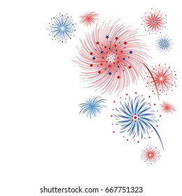 Vector firework design isolated on white background for 4 july independence day