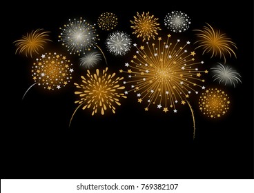 Vector firework design isolated on black background