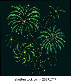 VECTOR / Firework /  Fourth of July /  New Year  greetings card / natire