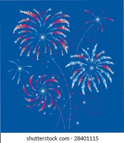 VECTOR / Firework /  Fourth of July /  New Year  greetings card / circles blue