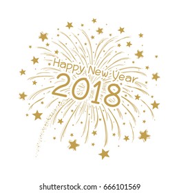 Vector firework with happy new year 2018 on white background