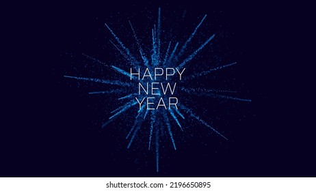 Vector Firework. New Year Christmas Celebration Background. Firework Particles Light Effect isolated on Transparent Dark Background. Vector Illustration.