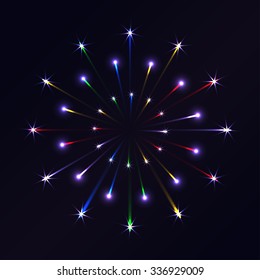 Vector firework on in the night sky.