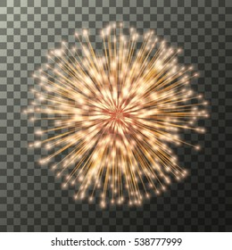Vector firework on transparent. Explosion effect.