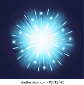 vector Fireworks blue background glow explosion blue