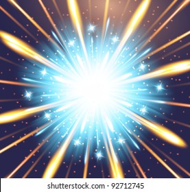 vector Fireworks blue orange background glow explosion