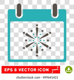 Vector Fireworks Boom Calendar Day EPS vector pictogram. Illustration style is flat iconic bicolor grey and cyan symbol on a transparent background.