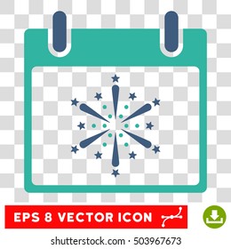 Vector Fireworks Boom Calendar Day EPS vector icon. Illustration style is flat iconic bicolor cobalt and cyan symbol on a transparent background.