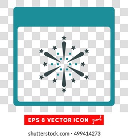 Vector Fireworks Boom Calendar Page EPS vector icon. Illustration style is flat iconic bicolor soft blue symbol on a transparent background.