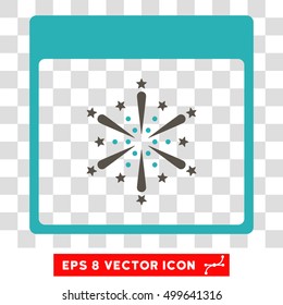 Vector Fireworks Boom Calendar Page EPS vector pictogram. Illustration style is flat iconic bicolor grey and cyan symbol on a transparent background.