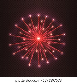 vector fireworks bursting. Firework explosion in night.