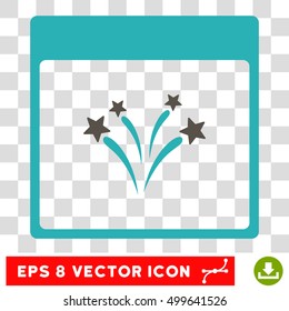 Vector Fireworks Calendar Page EPS vector pictograph. Illustration style is flat iconic bicolor grey and cyan symbol on a transparent background.
