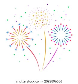 vector fireworks display on white background